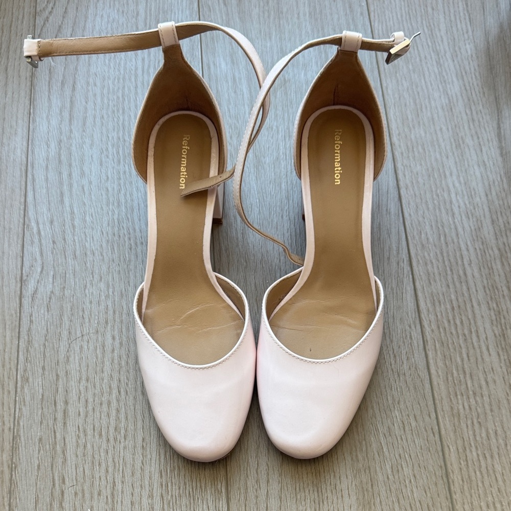 Reformation Blush Pink Heeled Sandals